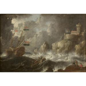 PEETERS Jan I 1624-1677,Navire dans la tempête,Tajan FR 2021-12-16