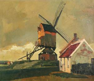 PEETERS JOS 1900-1900,Landscape with windmill and figures,Bernaerts BE 2010-06-21