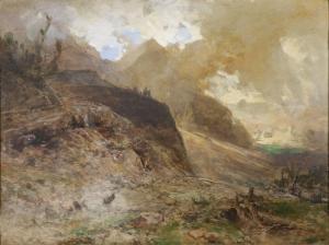 PEITHNER VON LICHTENFELS Eduard 1833-1912,Hochalpine Landschaft mit dramatisc,1892,Palais Dorotheum 2024-03-26