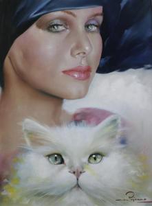 PEIZANO,Woman and a Persian cat,Gorringes GB 2010-06-30