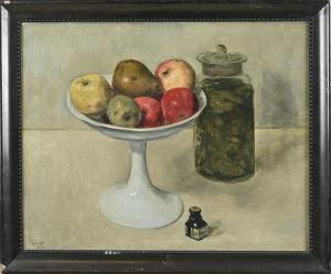 PEIZEL Bart,Still life with fruit bowl, glass jar and inkwell,1930,Twents Veilinghuis 2023-01-12