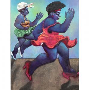Pekeur Selwin 1957,two female figures running,2000,Ripley Auctions US 2024-03-30