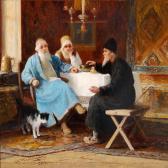PELEVIN Ivan Andreevich 1840-1917,Figures sitting at a table,Bruun Rasmussen DK 2010-05-31