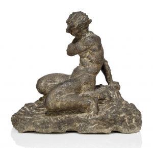 PELIKAN Julius,a model of a muscular man, seated on a rocky outcr,1918,Rosebery's 2020-01-25