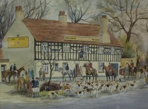 PELL Catherine Mary 1900-1900,Opening Meet Outside The Foxhounds Inn,1977,Gilding's GB 2016-11-22