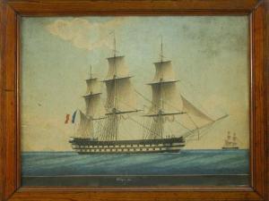 PELLEGRIN Louis Antoine Victor 1836-1884,Le vaisseau lAlger et en fond, le ,1860,Deburaux & Associ 2007-05-14