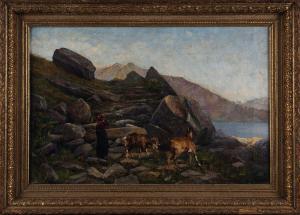 PELLEGRINI Carlo 1866-1937,Contadina con gregge in alta montagna,Wannenes Art Auctions IT 2021-03-18