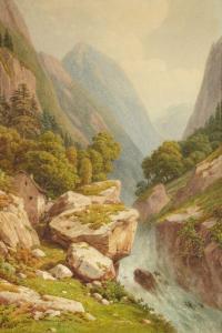 PELLETIER Joseph Laurent 1811-1892,Torrent en montagne,Aguttes FR 2013-05-29