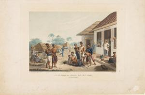 PELLION J.Alphonse 1776-1868,Vue du Bazar de Coupang, Sur L'Ile Timor,Mossgreen AU 2016-02-28