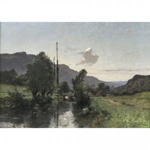PELOUSE Leon Germain 1838-1891,Französische Flusslandschaft mit Steinbrücke,Neumeister DE 2023-12-06