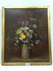PEMBERTON F.S,Summer flowers in a vase on a ledge,Moore Allen & Innocent GB 2022-08-10