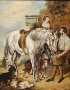PEMBERY Richard John,Figures, horse and dogs outside of tavern,Golding Young & Mawer 2016-08-31