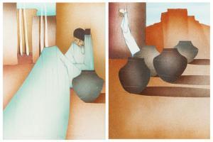 PENA Amado Maurilio,Two works: Female figures with pots,1985,John Moran Auctioneers 2018-06-19