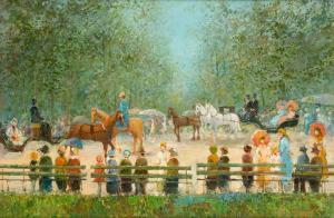 PENCKE T.E 1929,Horse-Drawn Carriages at the Park,Shapiro Auctions US 2019-11-02