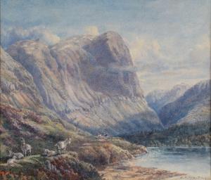 PENLEY Aaron Edwin,Mountainous landscape scene with goats, on the ban,1860,Rosebery's 2022-03-22