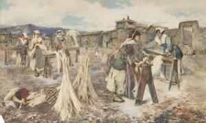 Pennacchini Domenico 1860-1917,Cardeuses de lin,1882,Ader FR 2020-02-27