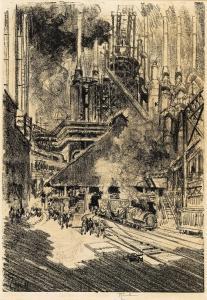 Pennell Joseph 1857-1926,Blast Furnaces, Gary, Indiana,1917,Swann Galleries US 2024-04-18
