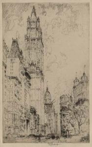 Pennell Joseph 1857-1926,The Woolworth Building,1915,Swann Galleries US 2011-03-03