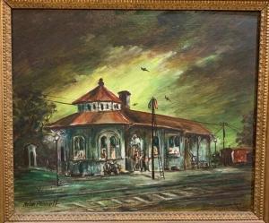 PENNELL Nolan 1894-1972,TRAIN STATION,Apple Tree Auction Center US 2019-11-21