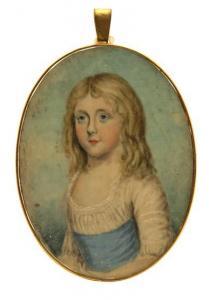 Penny J.S,Portrait miniature of a girl, half length, in a wh,1794,Woolley & Wallis 2018-03-07