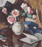 PEPLOE Samuel John 1871-1935,Pink Roses in a Vase,1929,Christie's GB 2021-10-21