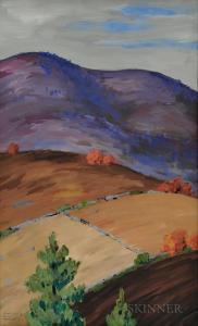 PEPPER Charles Hovey 1864-1950,Autumn Landscape with Fields and Purple Mountain,Skinner 2018-01-26