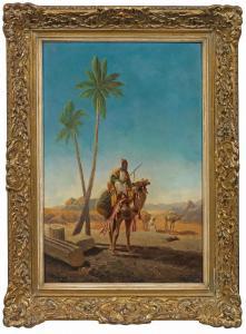 PERCY F 1800-1800,Morgenstimmung mit Beduinen in der nordafrikanischen Wüste,Schloss DE 2021-05-08