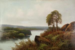 Percy H.S,River landscape with trees in the foreground,Capes Dunn GB 2018-03-20