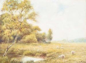 Percy H.S,SHEEP GRAZING BY A RIVER,Ross's Auctioneers and values IE 2022-01-26