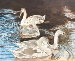 Percy Lancaster Trevor,Four swans on a lake,Andrew Smith and Son GB 2019-09-10