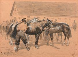 PERDZYŃSKI Jan 1869-1902,Cosaques entretenant leurs montures,Lucien FR 2021-11-26