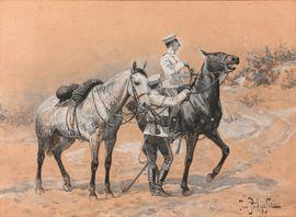 PERDZYŃSKI Jan 1869-1902,Soldats russes à cheval,Lucien FR 2021-11-26