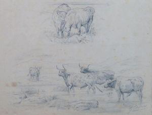 PEREA Y ROJAS Daniel 1834-1909,Toros en el campo,Goya Subastas ES 2015-10-06