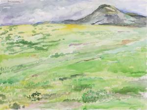 PEREHUDOFF Rebecca 1953,SUMMER LANDSCAPE WITH DISTANT HILLS,Hodgins CA 2022-11-28