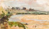 PEREIRA Ezequiel 1868-1943,Landscape with river and houses,Veritas Leiloes PT 2015-04-28