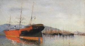 PERETTI Achille 1857-1923,Schiffe im Hafen,1882,Fischer CH 2015-11-25