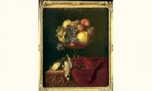PERETTI Bernardino,Coupe de noix, raisins, pommes et poires sur un en,1874,Aguttes 2004-12-07