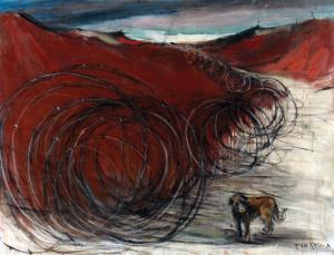 PEREZ ARAD Esther 1921-2005,Dog by the Fence,Tiroche IL 2024-04-21