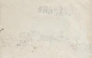 PEREZ VILLAAMIL Genaro 1807-1854,Sketch with peasants and team of oxen,Subastas Segre ES 2024-02-06