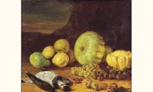 PERGAULT Dominique 1729-1808,nature morte de fruits et vanneau huppé dans un pa,Piasa FR 2006-03-29