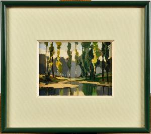 PERI Lucien 1880-1948,Cyprès en bord de lac,Osenat FR 2023-11-19