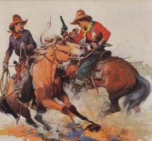 PERICONI Domingo F. 1883-1940,Cowboy Confrontation on the Range,Skinner US 2014-09-19
