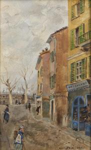 PERINDANI Carlo,Scorcio di strada cittadina con figure,1925,Capitolium Art Casa d'Aste 2023-07-11