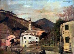 PERISSINOTTI Lino 1897-1967,PAESAGGIO CON CHIESA,Poggio Bracciolini IT 2021-06-10