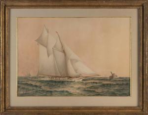 PERKINS Granville,An American yacht under full sail and a distant tu,1893,Eldred's 2023-08-11