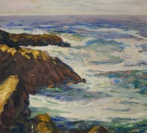 PERKINS John Ure 1875-1968,Coastal Rocks & Surf,Burchard US 2014-03-23