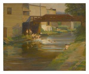 PERKINS TAYLOR Marry Smyth 1875-1931,BOYS BATHING IN THE CANAL, NEW HOPE,1909,Sotheby's 2020-03-05