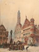 PERLBERG Friedrich 1848-1921,The townhall of Rothenburg (Tauber) in winter,Nagel DE 2023-11-08