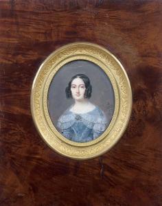PERLET Aimée 1798-1854,Portrait de jeune fille au châle de dentelle,1843,Tajan FR 2015-06-16