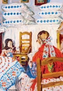 PERLMUTTLER Izsak 1866-1932,Girl Reading in a Sunlit Room,1923,Kieselbach HU 2017-05-26